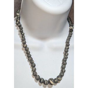 Black White And Grey Handmade Polymer Clay Necklace